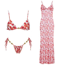 3 Pcs Bikini with Swimsuit Bikini Swimsuit Separates Swimwear Swimsuit Bathing Suit