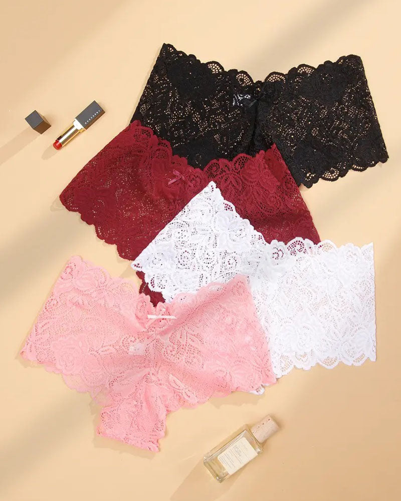 European And American Style Lace Women's Low-Lise Seamless Cut-Out Briefs
