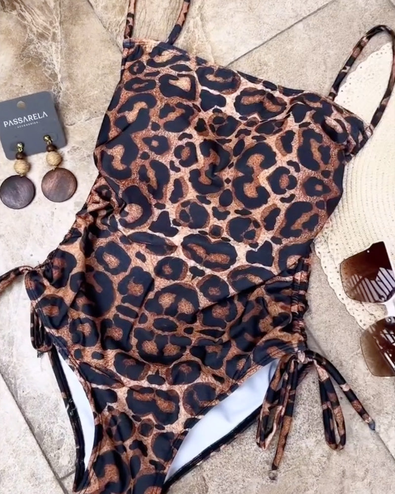 Women's Beach Leopard Print One-Piece Swimsuit