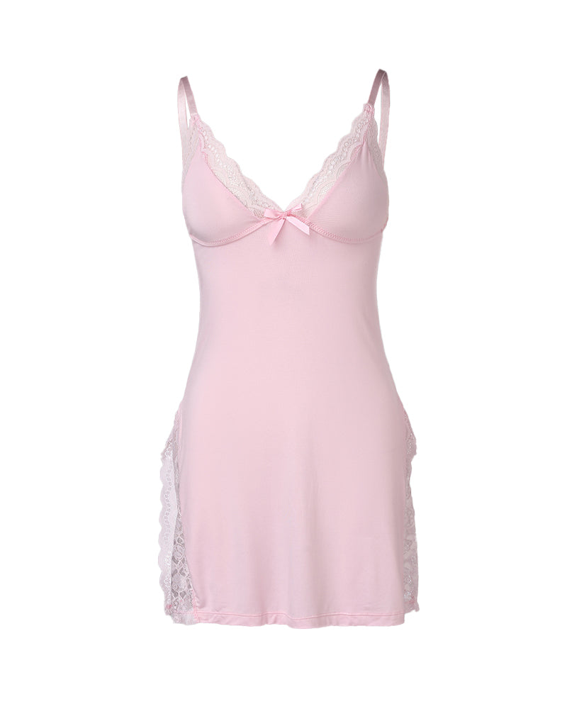 Women's Lace Side Slit Modal Suspender Nightdress