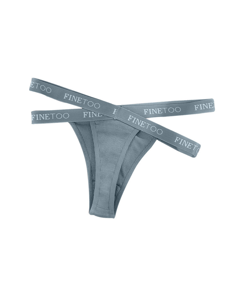 Women's Cotton High Waist Letter Printed Cross Sports Belt Thong
