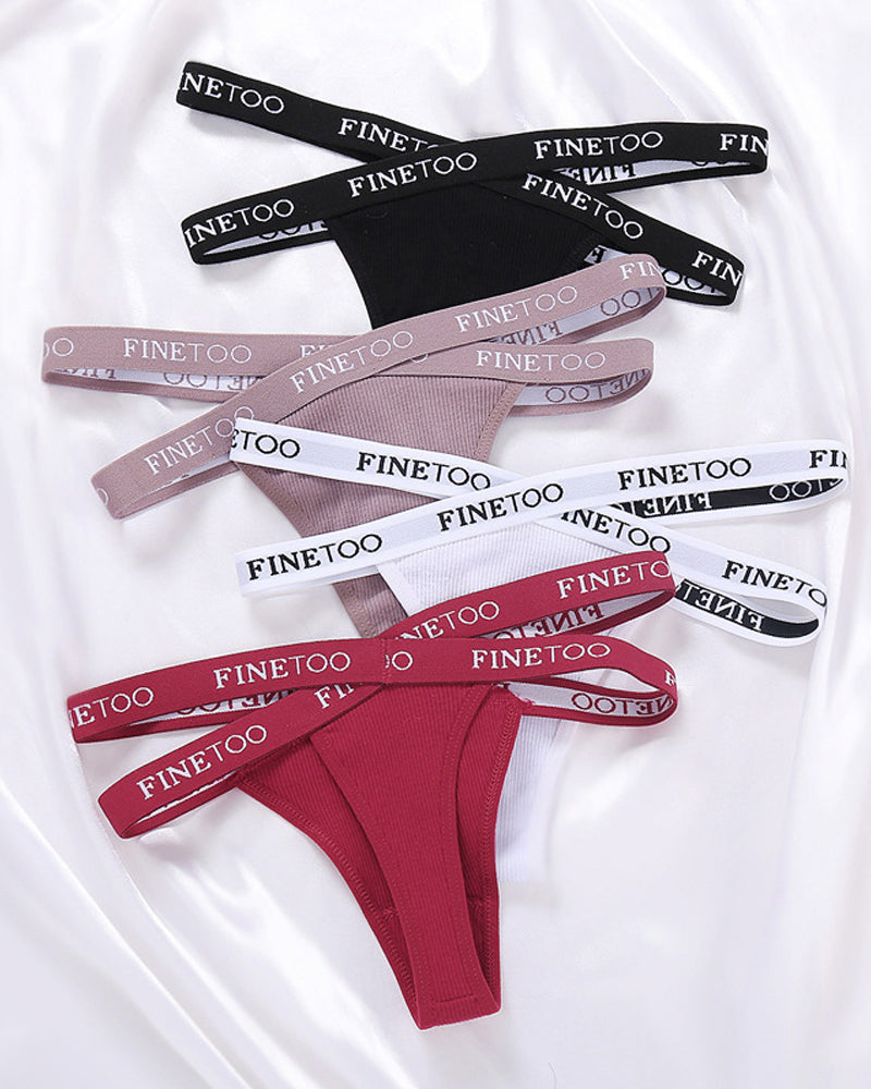 Women's Cotton High Waist Letter Printed Cross Sports Belt Thong