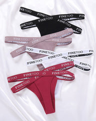 Women's Cotton High Waist Letter Printed Cross Sports Belt Thong