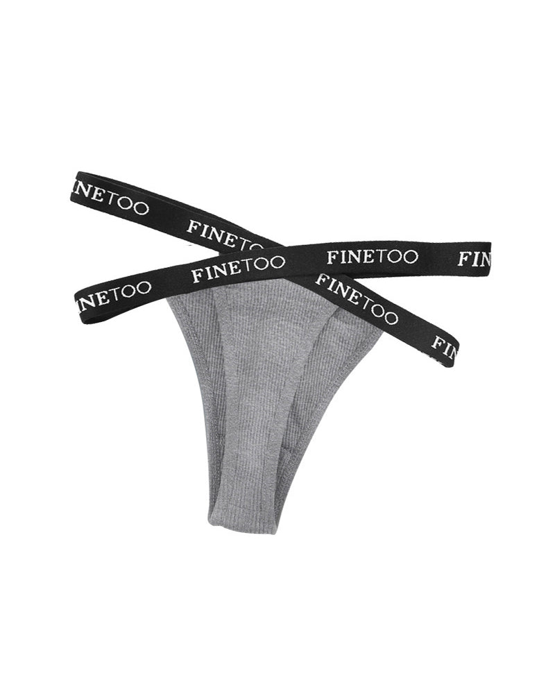 Women's Cotton High Waist Letter Printed Cross Sports Belt Thong
