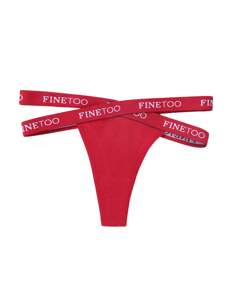 Women's Cotton High Waist Letter Printed Cross Sports Belt Thong