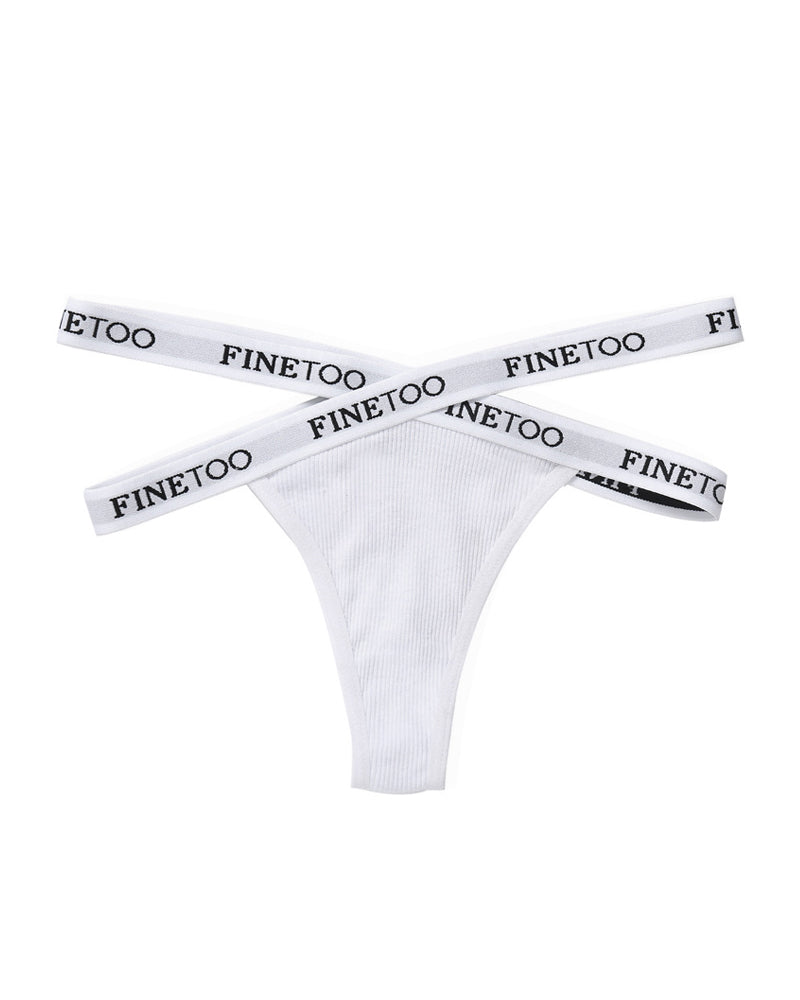 Women's Cotton High Waist Letter Printed Cross Sports Belt Thong