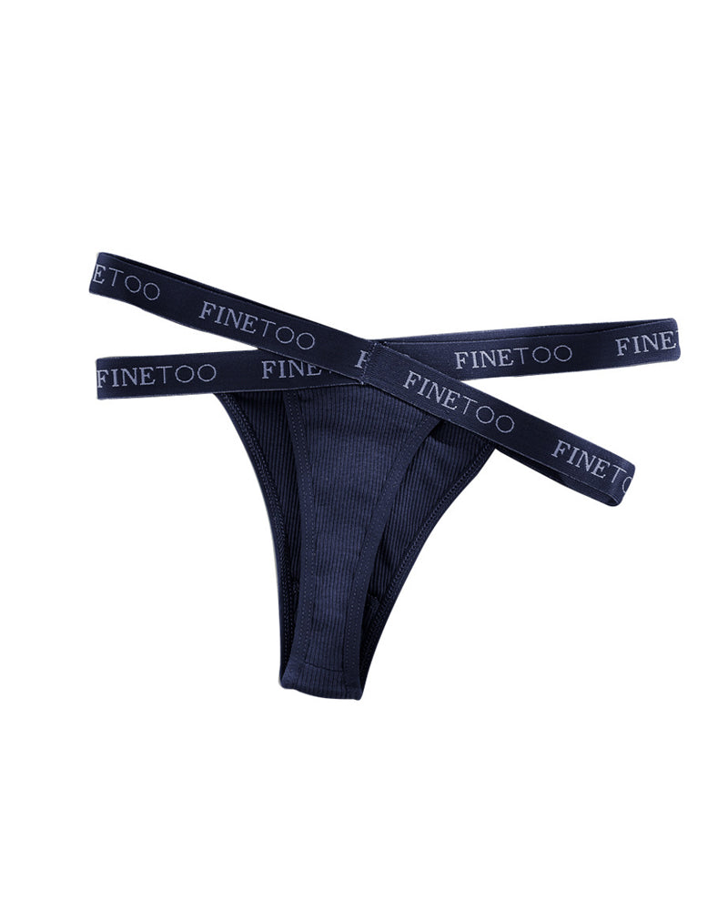 Women's Cotton High Waist Letter Printed Cross Sports Belt Thong