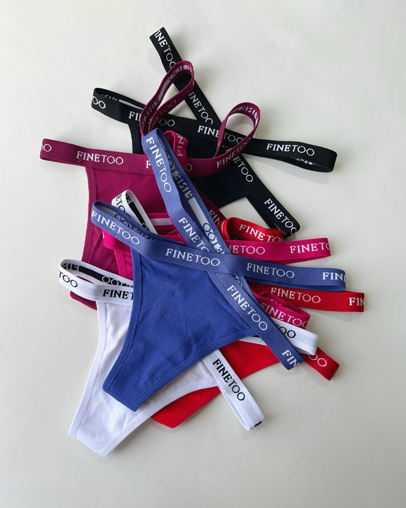 Women's Cotton High Waist Letter Printed Cross Sports Belt Thong