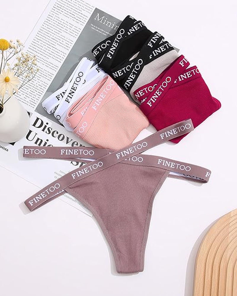 Women's Cotton High Waist Letter Printed Cross Sports Belt Thong