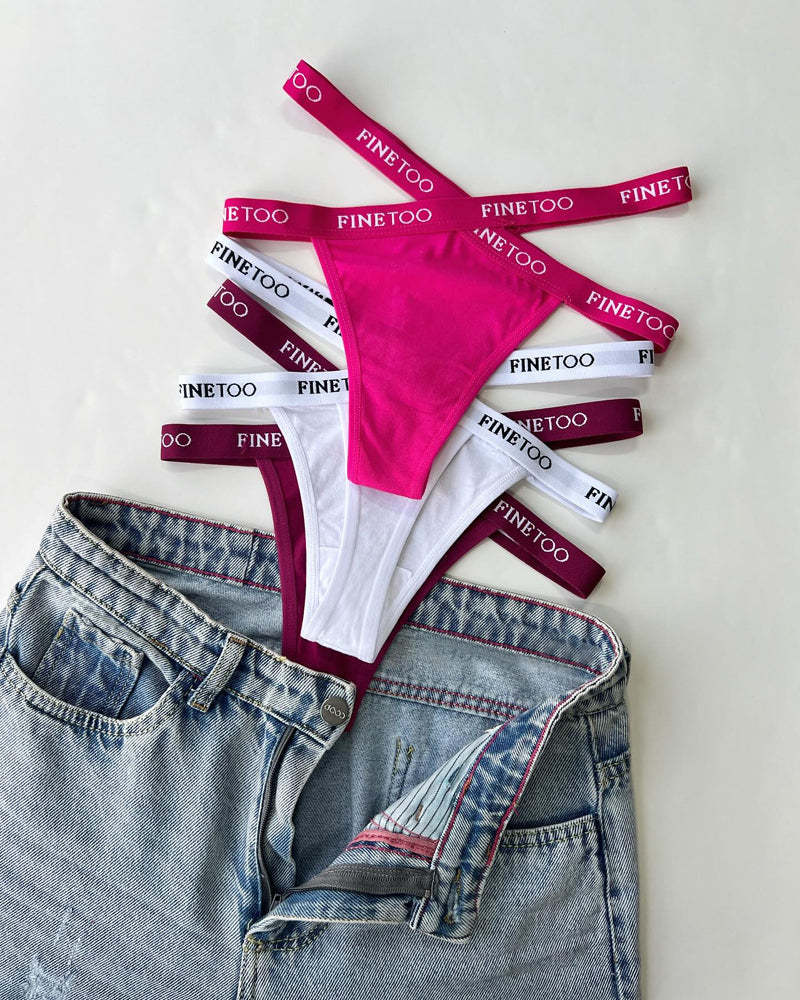 Women's Cotton High Waist Letter Printed Cross Sports Belt Thong