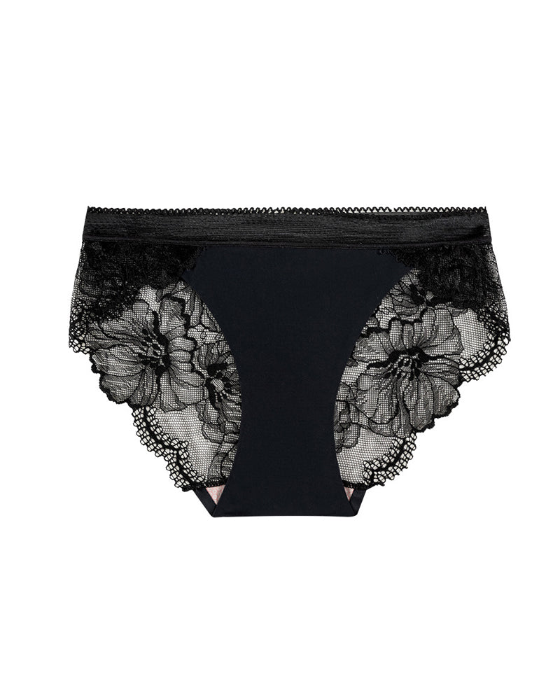 Mid-Waist Ice Silk Seamless Stitching Hollow Lace Cotton Crotch Breathable Panties