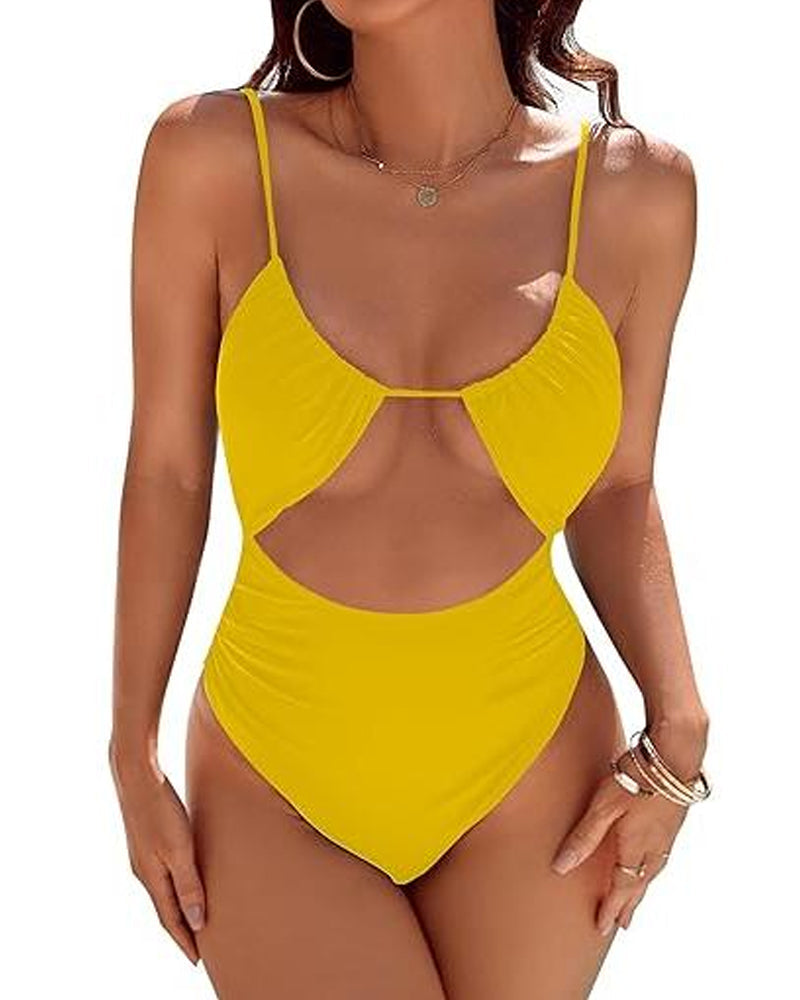 Women's Belly-Control Solid Color One-Piece Swimsuit