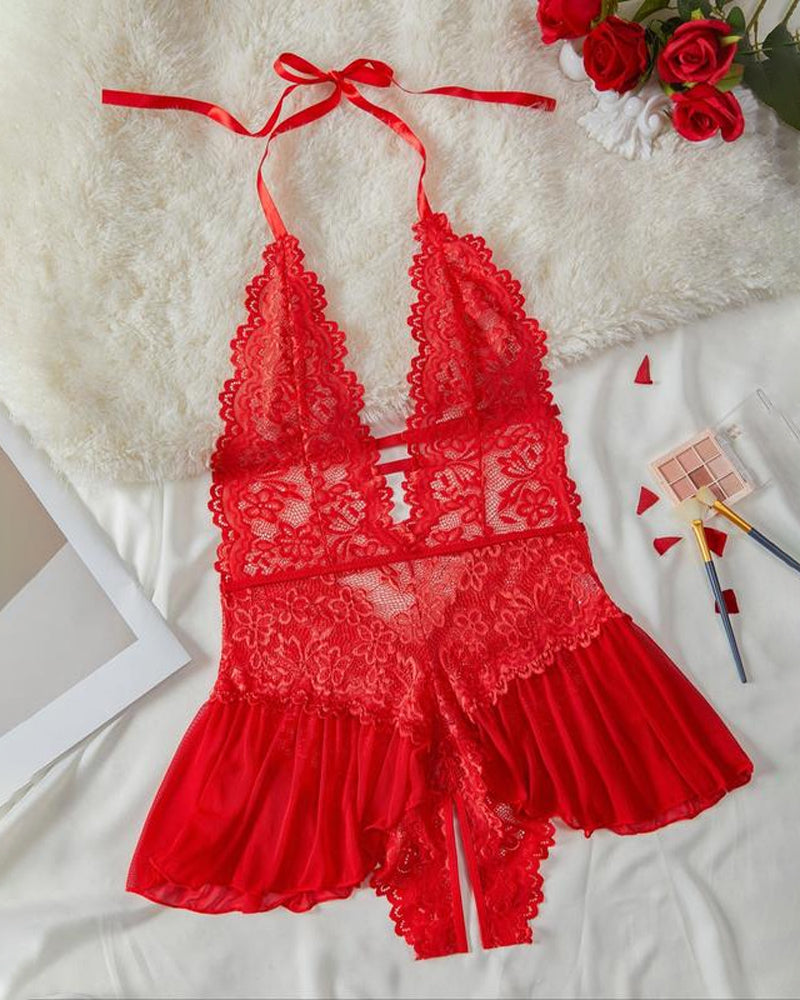 Women's Solid Color Lace Pajamas