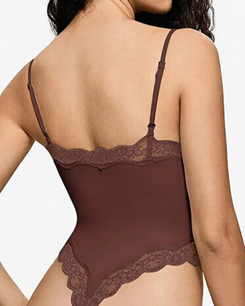 Women's Spaghetti Strap Lace Seamless Bodysuit and Jumpsuit