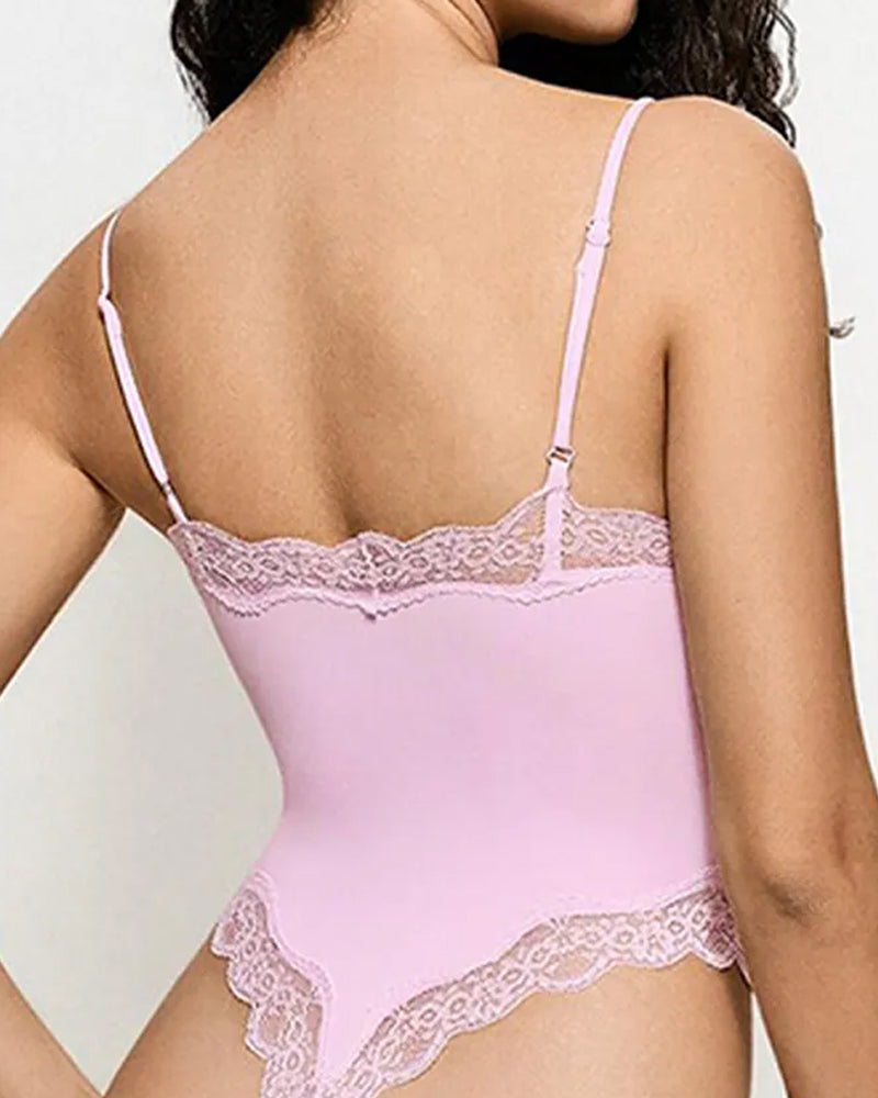 Women's Spaghetti Strap Lace Seamless Bodysuit and Jumpsuit