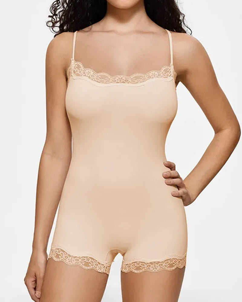 Women's Spaghetti Strap Lace Seamless Bodysuit and Jumpsuit