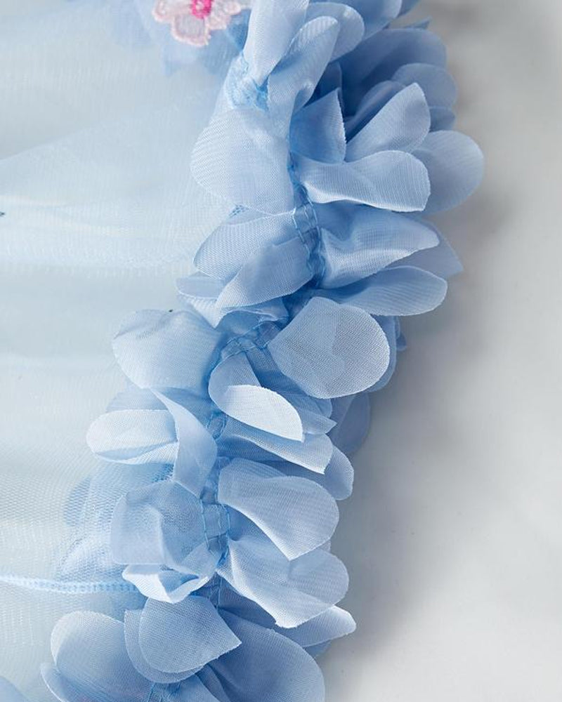 See-Through 3D Flower Lace Mesh Suspender Dress