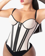 Bandeau Colorblock Removable Straps Shapewear Corset Top with Zipper