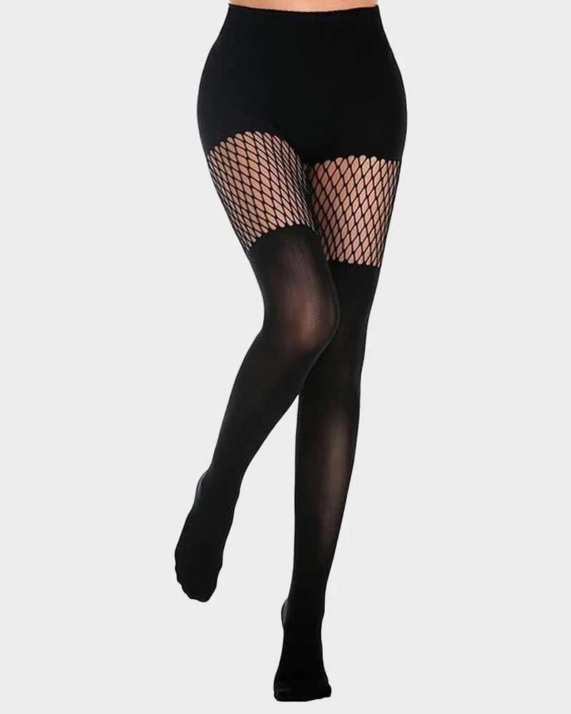 Mock Thigh High Stockings For Women Fishnet Tights Suspender Pantyhose