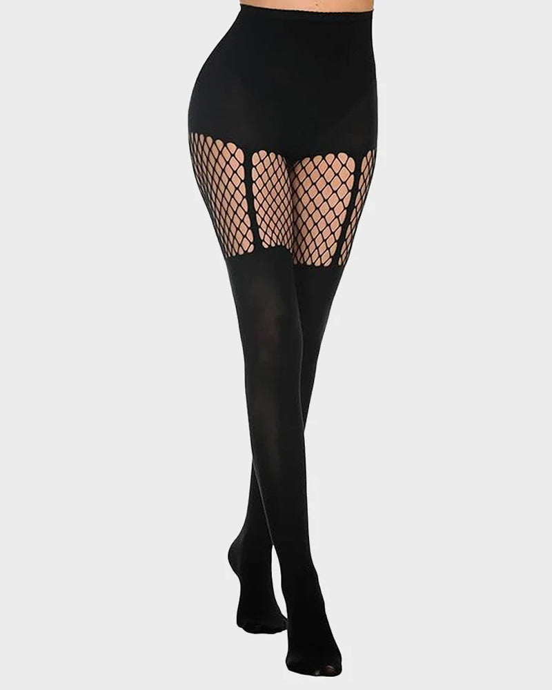 Mock Thigh High Stockings For Women Fishnet Tights Suspender Pantyhose