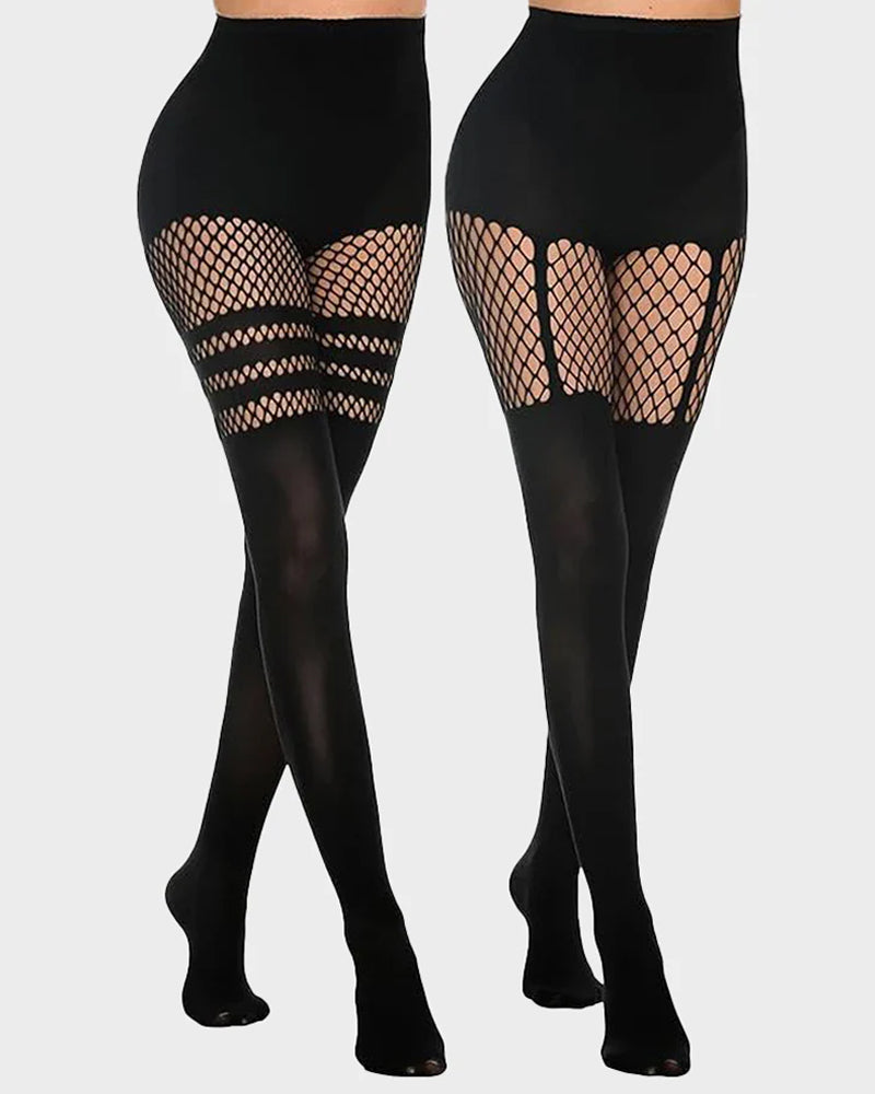 Mock Thigh High Stockings For Women Fishnet Tights Suspender Pantyhose
