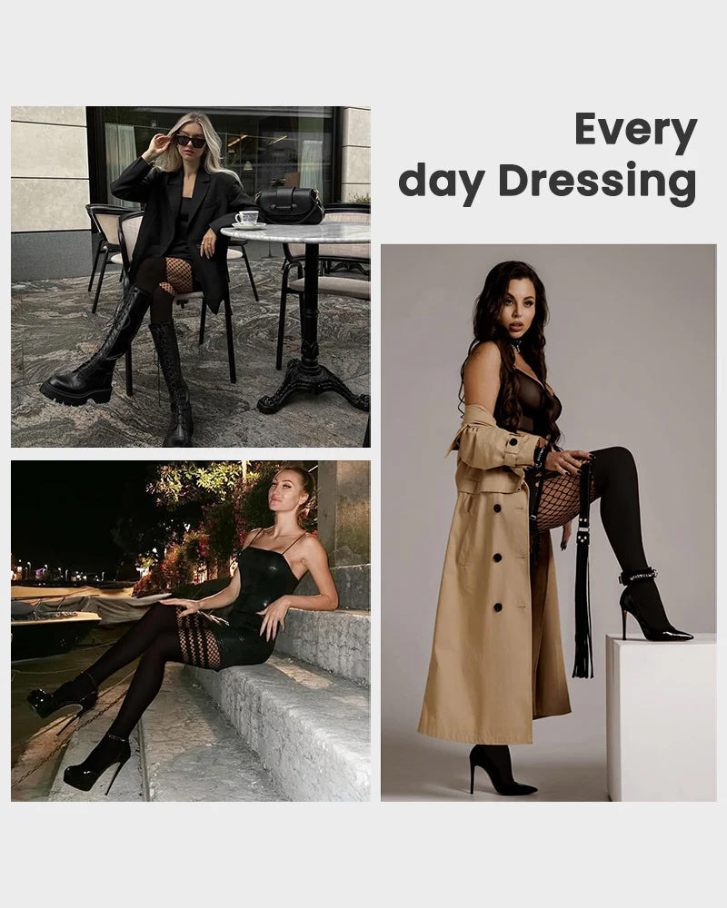 Mock Thigh High Stockings For Women Fishnet Tights Suspender Pantyhose