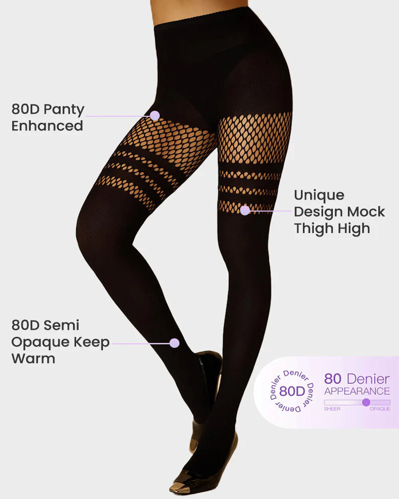 Mock Thigh High Stockings For Women Fishnet Tights Suspender Pantyhose