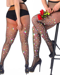 Women's Elastic Super Shiny Rhinestone Fishnet Stockings