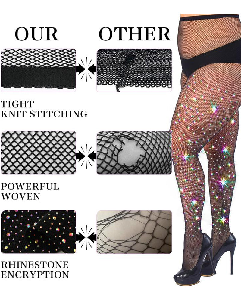 Women's Elastic Super Shiny Rhinestone Fishnet Stockings
