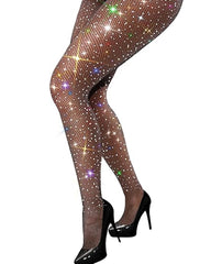Women's Elastic Super Shiny Rhinestone Fishnet Stockings
