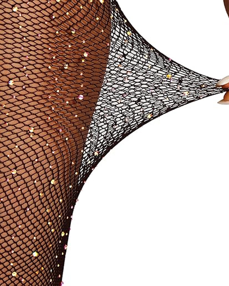 Women's Elastic Super Shiny Rhinestone Fishnet Stockings