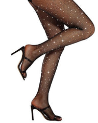 Women's Elastic Super Shiny Rhinestone Fishnet Stockings