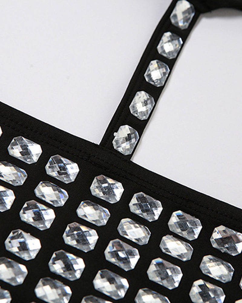Halter Neck Backless Elastic Slim Fit Diamond Vest