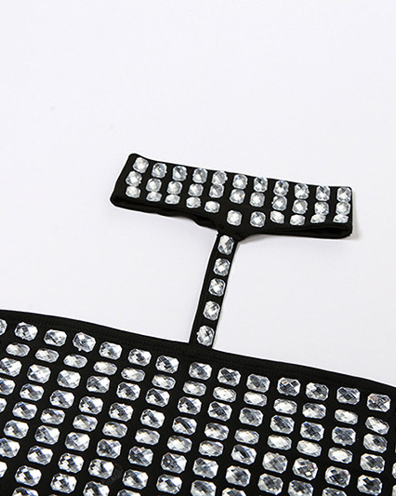 Halter Neck Backless Elastic Slim Fit Diamond Vest
