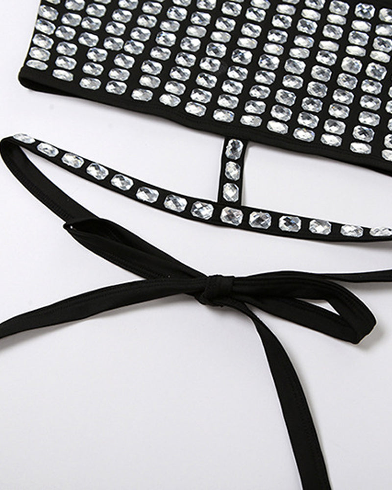 Halter Neck Backless Elastic Slim Fit Diamond Vest
