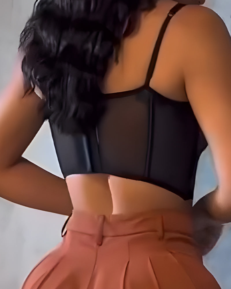 Sheer Mesh Push-Up Corset Top