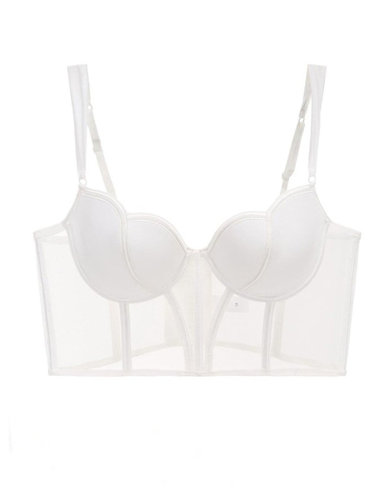 Sheer Mesh Push-Up Corset Top
