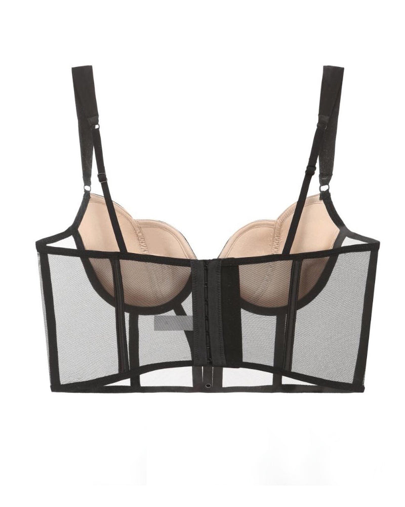 Sheer Mesh Push-Up Corset Top