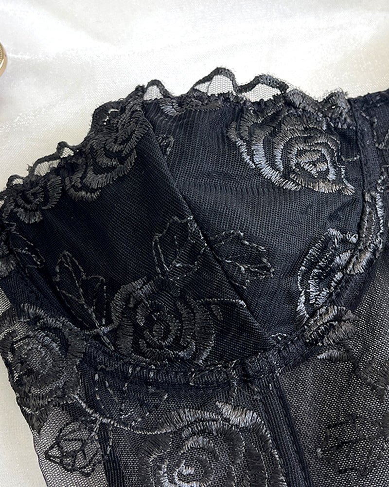 Flower Lace Mesh Herringbone Tube Top