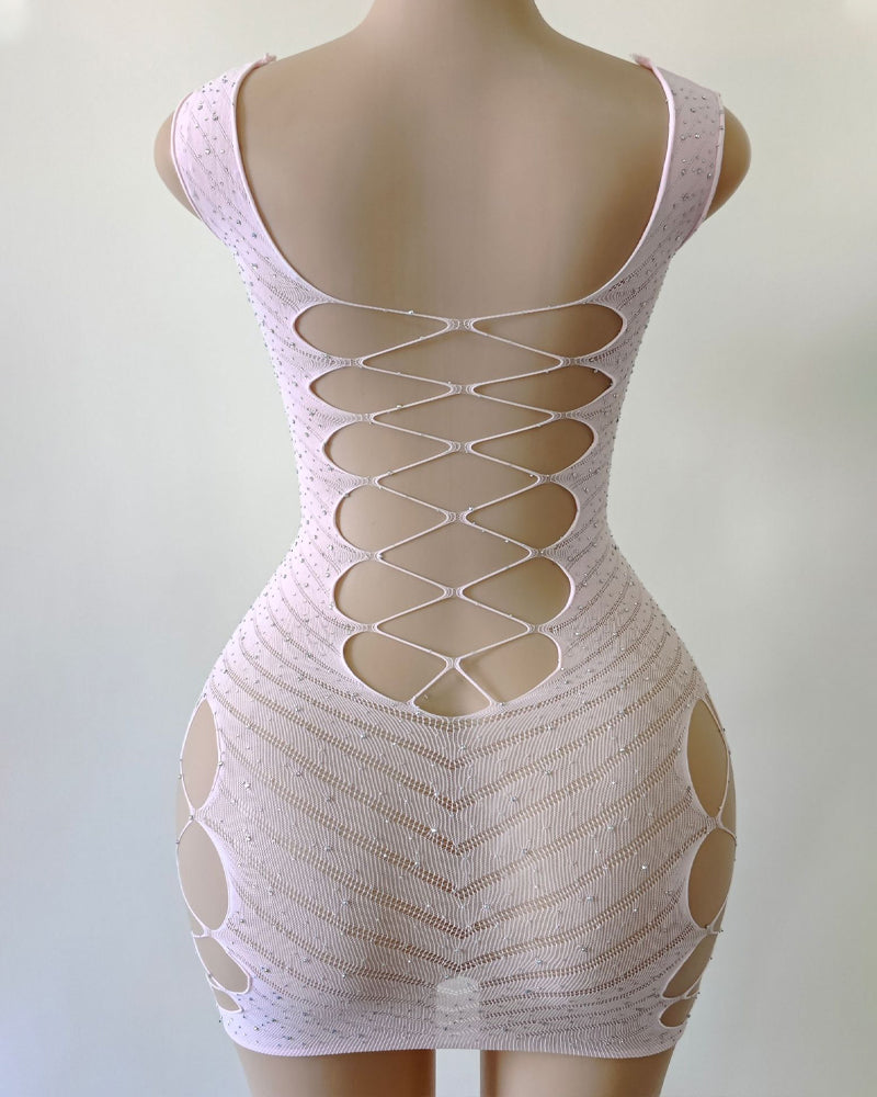 Hot Diamond See-Through Elastic Hollow Nightdress