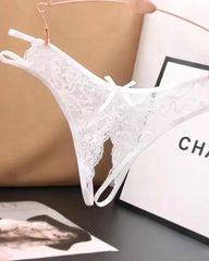 Women's Lace Open Crotch Hollow Low Rise Thong