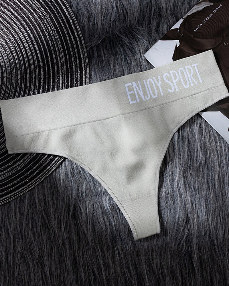 Women's Seamless Sports Fitness Letter Wide Waist Briefs