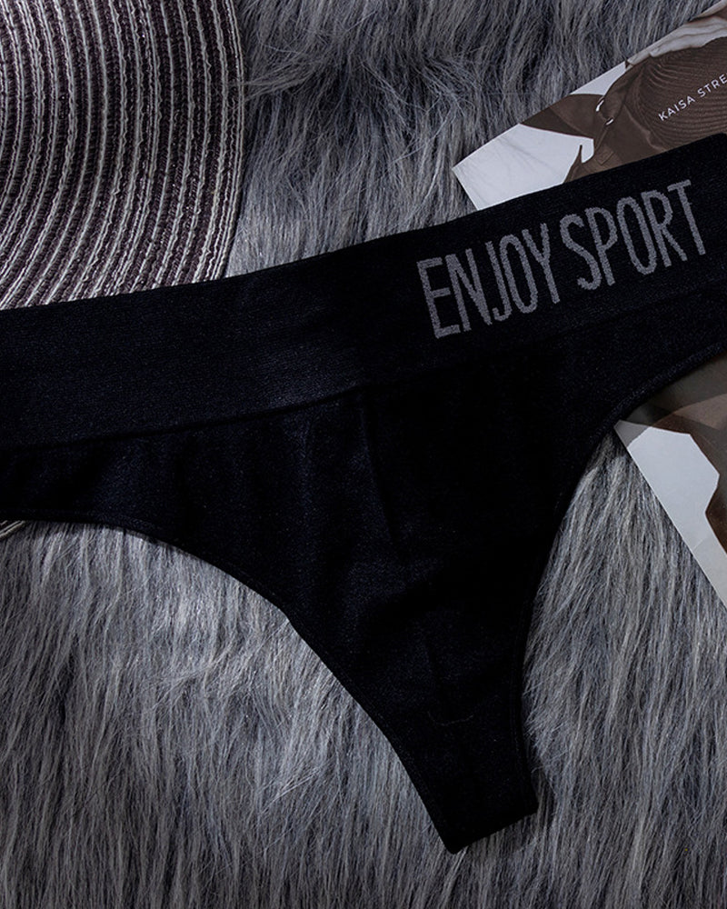 Women's Seamless Sports Fitness Letter Wide Waist Briefs