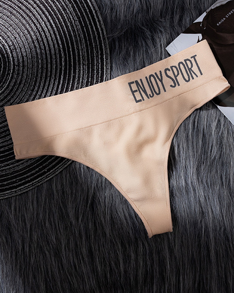 Women's Seamless Sports Fitness Letter Wide Waist Briefs