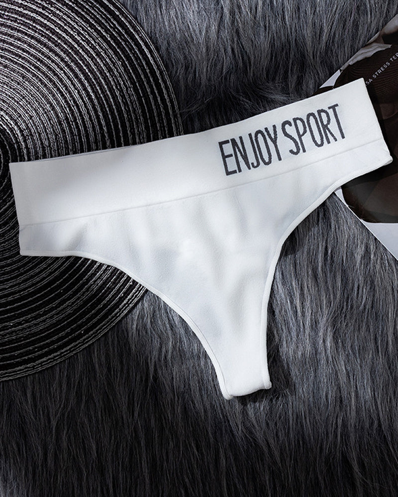 Women's Seamless Sports Fitness Letter Wide Waist Briefs