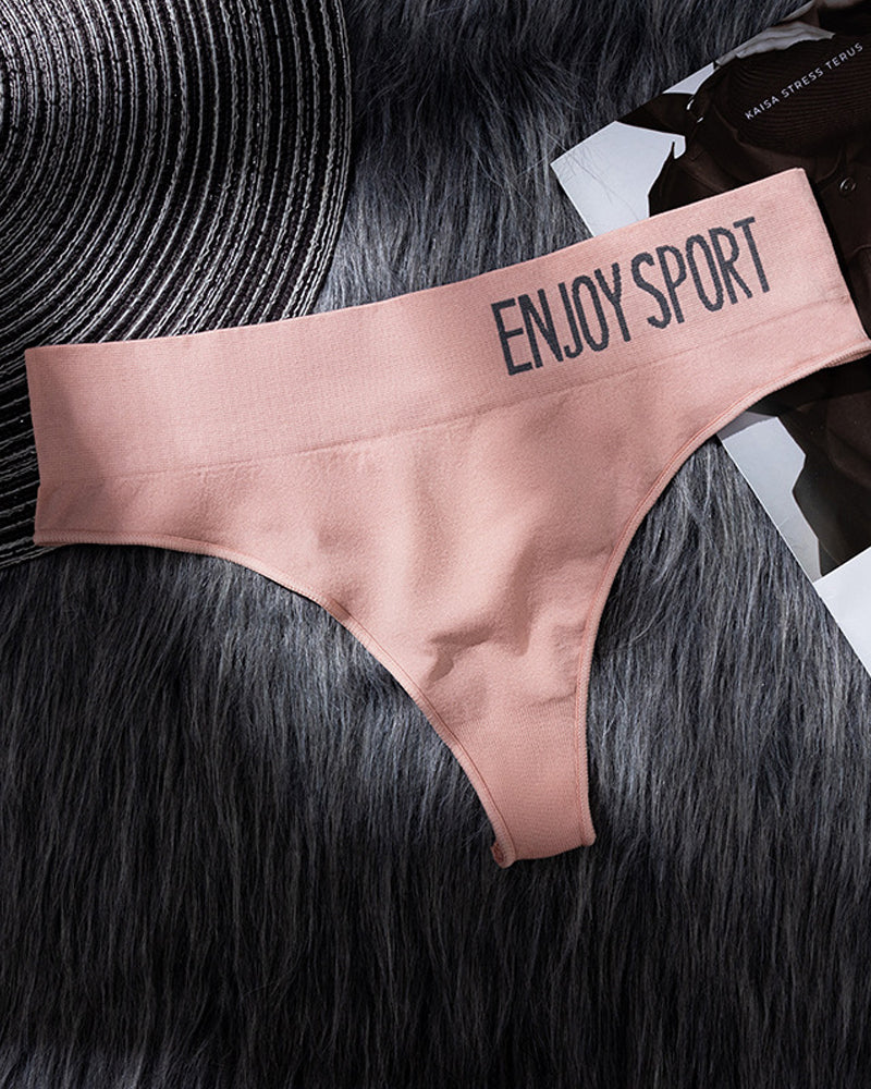 Women's Seamless Sports Fitness Letter Wide Waist Briefs