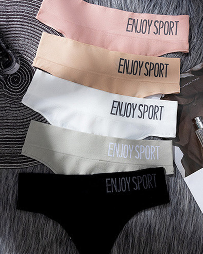 Women's Seamless Sports Fitness Letter Wide Waist Briefs