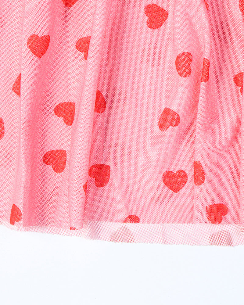 Lace See-Through Heart Print Camisole Nightdress and Thong Set