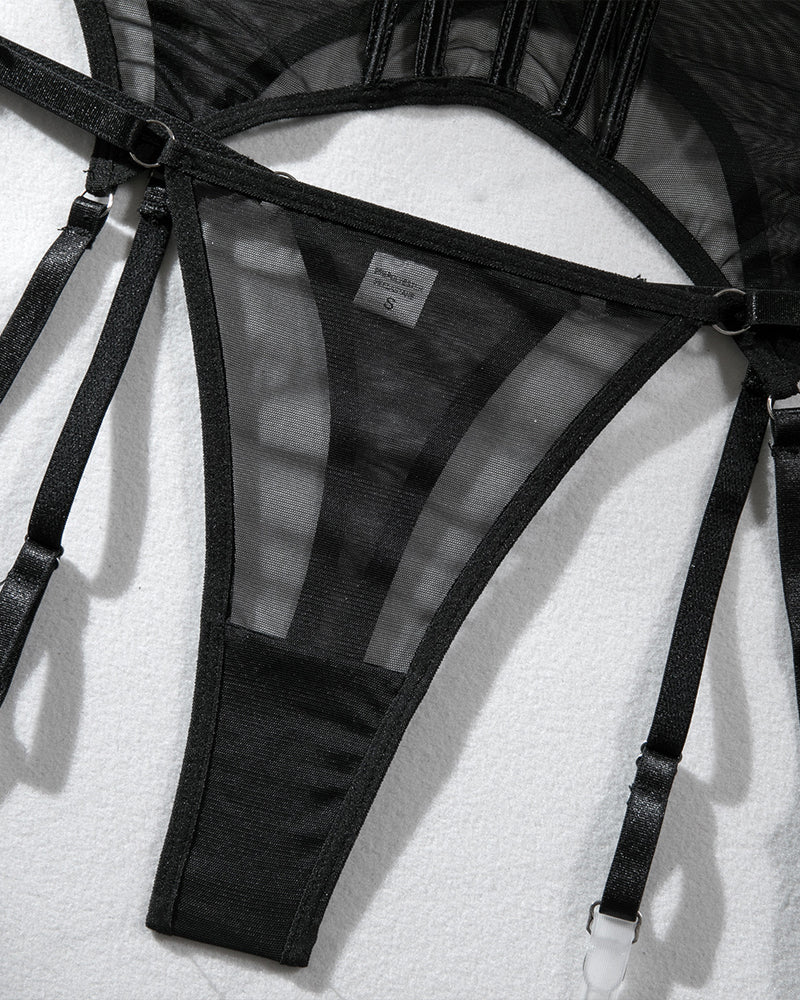 Mesh Breathable Body Shaping Split Steel Ring Gathered With Leg Ring Suit