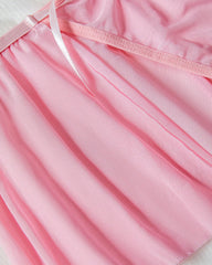 Large Size Flower Hollow Chest Mesh See-through Pajama Set